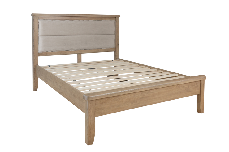 Hatton Wooden Bed with Fabric Headboard and Low Footboard Set