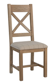 Hatton Wooden Cross Back Dining Chair (Natural Check)