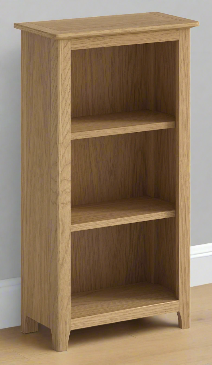 Appleby Oak Low Narrow 2 Shelf Bookcase