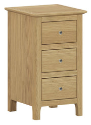 Appleby Oak 3 Drawer Narrow Bedside