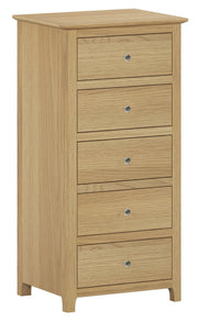 Appleby Oak 5 Drawer Tall Chest