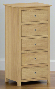 Appleby Oak 5 Drawer Tall Chest