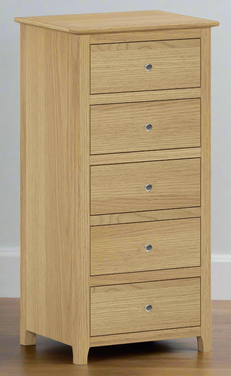 Appleby Oak 5 Drawer Tall Chest