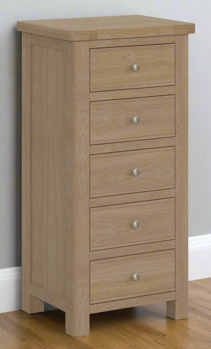 Cambridge Oak 5 Drawer Tall Chest