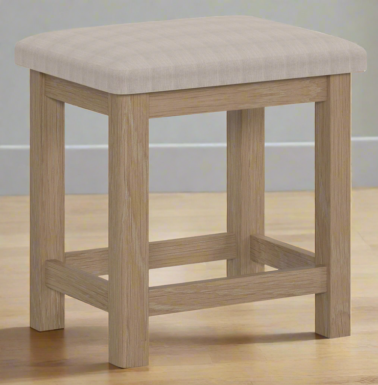 Cambridge Oak Dressing Table & Stool With Fabric Seat