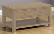 Cambridge Oak Coffee Table With 2 Drawers