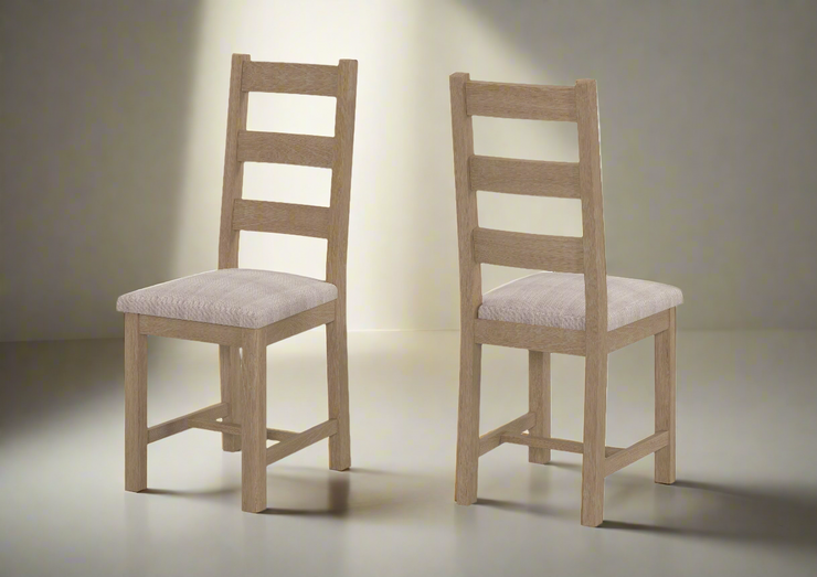 Cambridge Oak Ladder Back Dining Chair With Fabric Seat