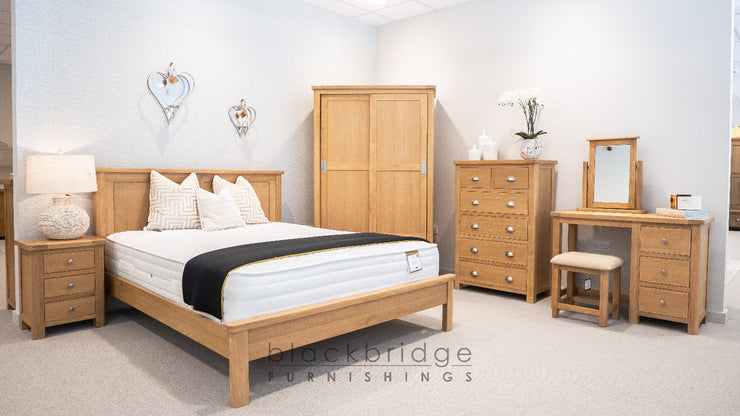 Cambridge Oak Double Robe With 2 Sliding Doors & 2 Drawers