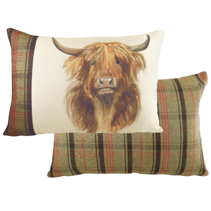 Evans Lichfield Hunter Highland Cow Rectangular Cushion Sand