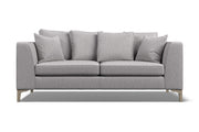 Gray sofa with four cushions on a white background