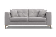 Gray sofa with cushions on a white background