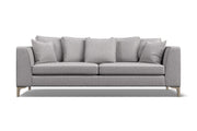 Gray sofa with cushions on a white background