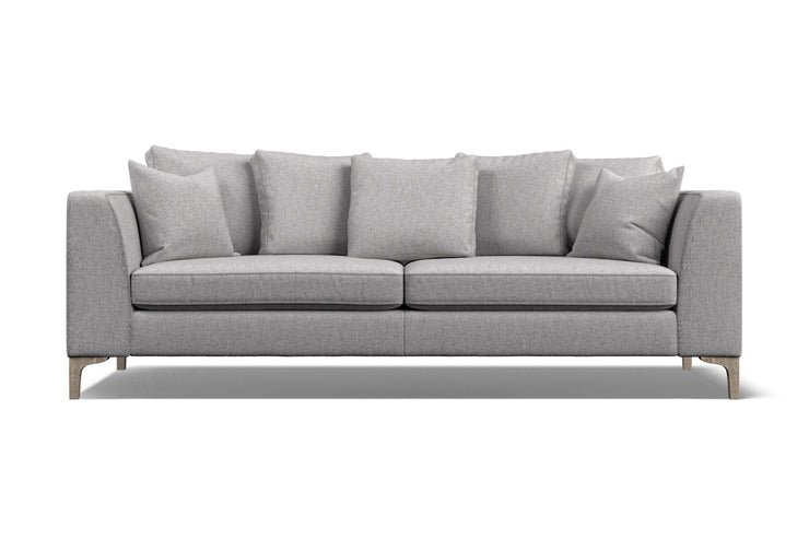 Gray sofa with cushions on a white background