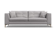 Gray sofa with cushions on a white background