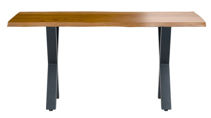 Live Edge 1.6m Dining Table With X Shaped Leg - Russet Finish