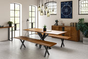 Live Edge 2m Dining Table With Spider Leg - Russet Finish