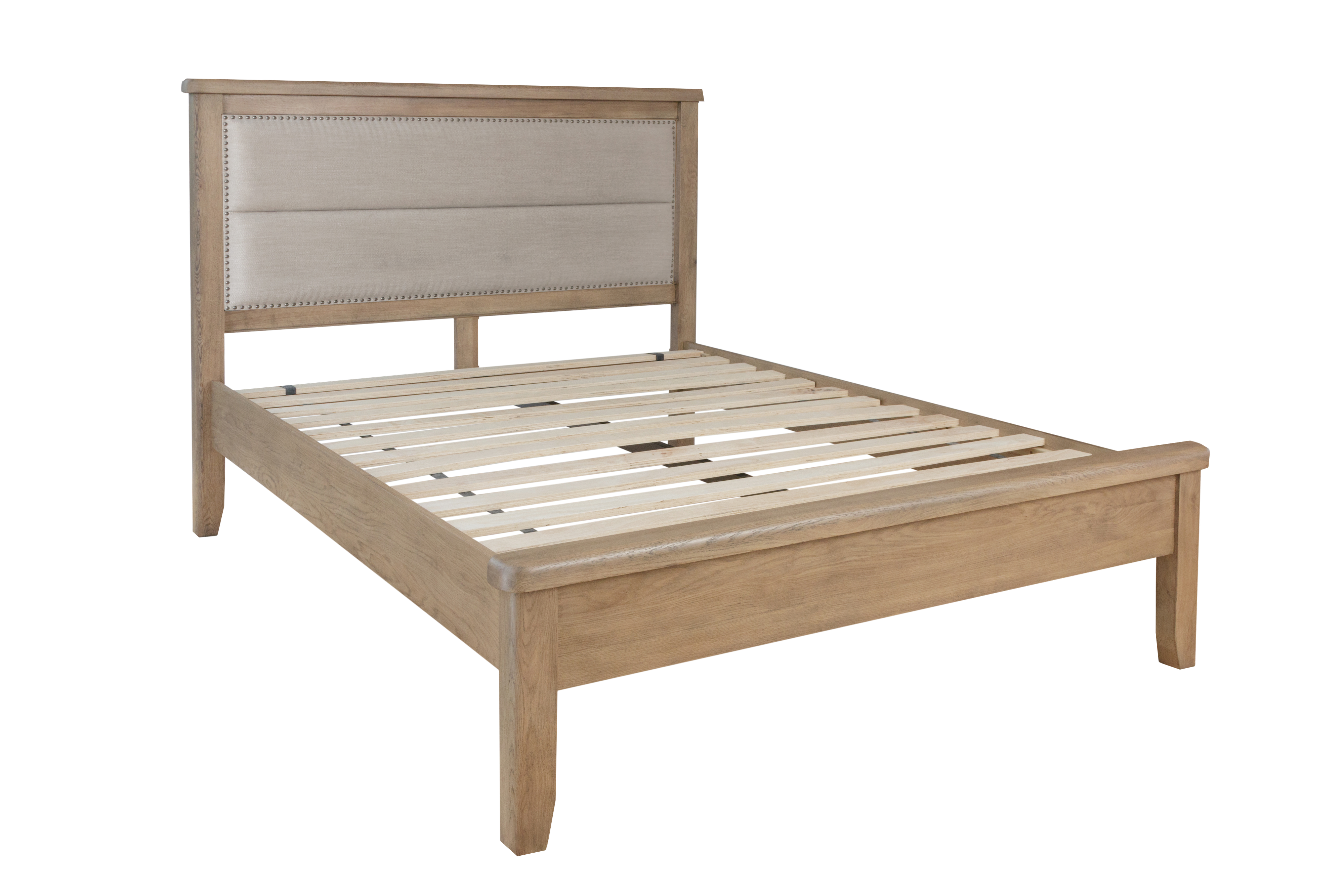 Hatton Wooden Bed with Fabric Headboard and Low Footboard Set