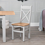 Earlston Cross Back Wooden Seat Dining Chair - Grey