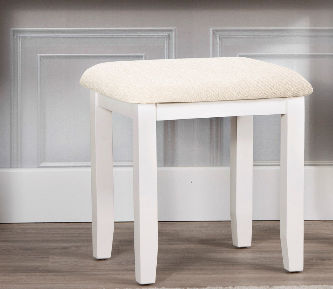 Earlston Dressing Table Stool - White  Blackbridge Furnishings