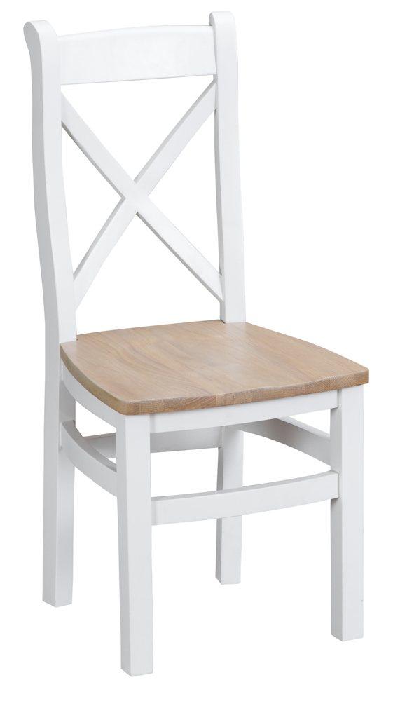 Hampstead White Crossback Chair with Wooden Seat