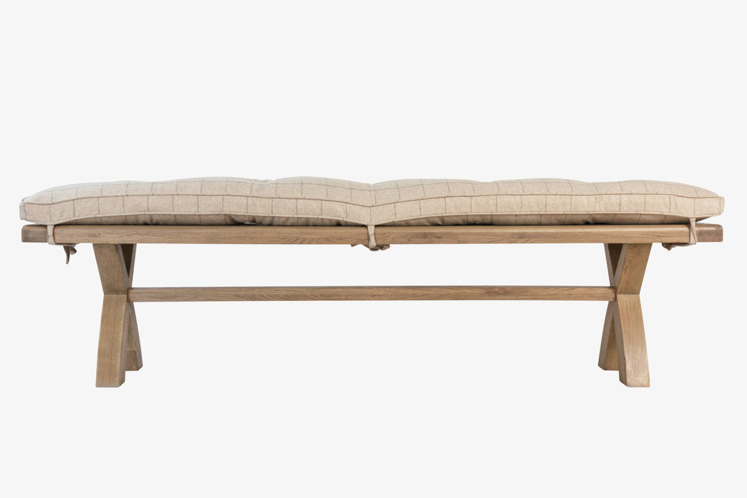 Hatton 2m Bench Cushion Only Natural Check Blackbridge Furnishings