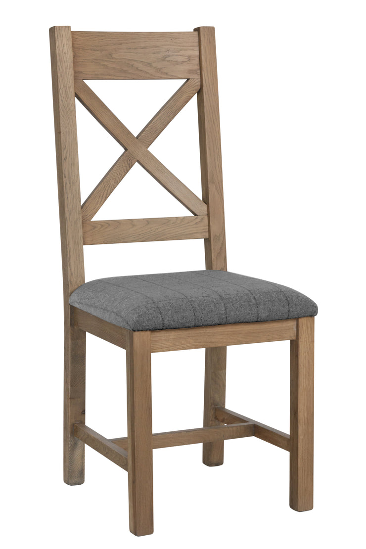 Hatton Wooden Cross Back Dining Chair (Grey Check)