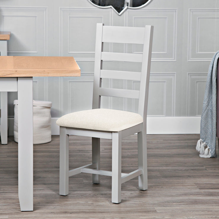 Earlston Ladder Back Fabric Seat Dining Chair - Grey