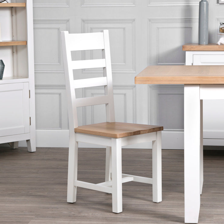 Earlston Ladder Back Wooden Seat Dining Chair - White
