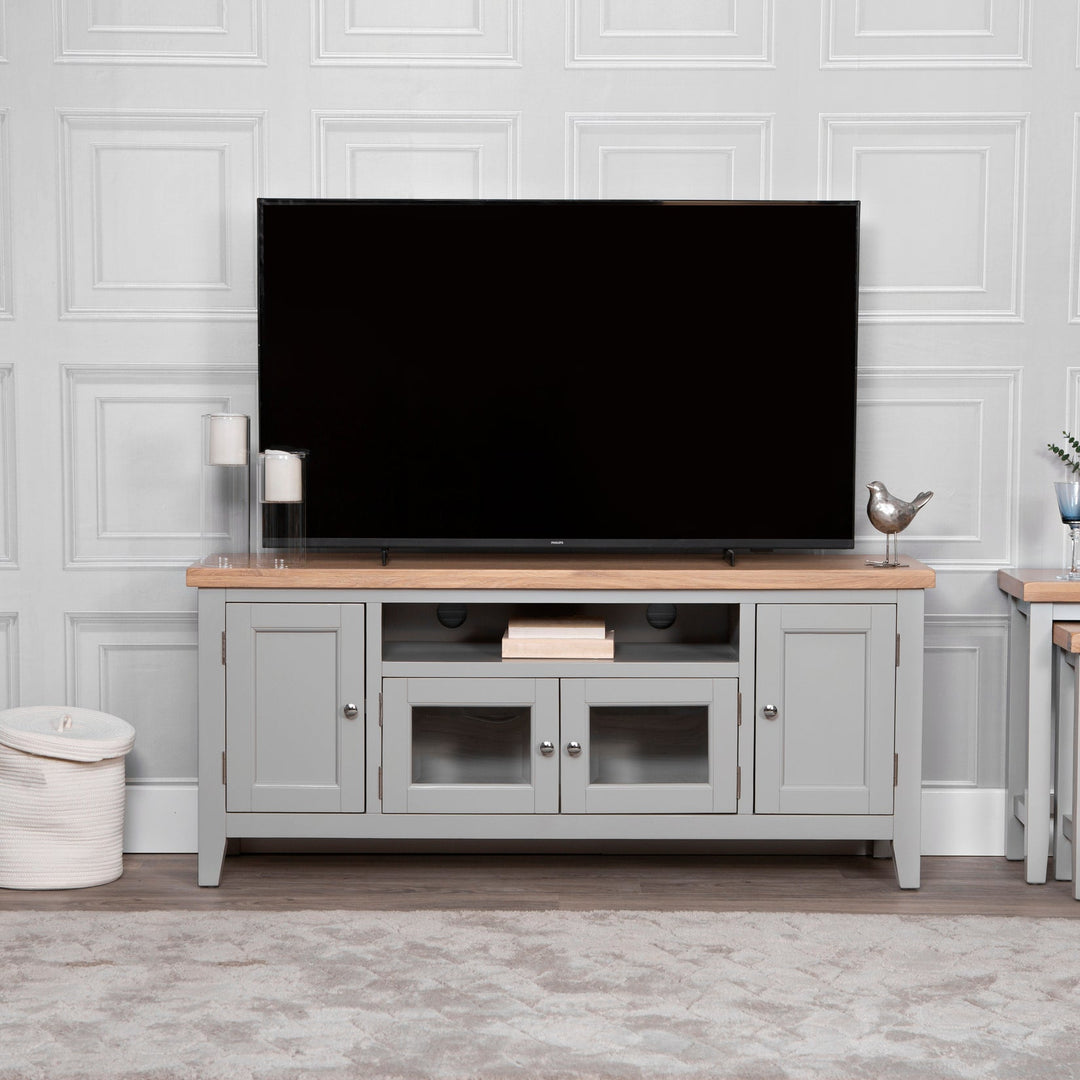 Earlston Large TV Unit Grey Blackbridge Furnishings