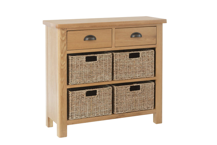 Hampton Oak 2 Drawer 4 Basket Unit