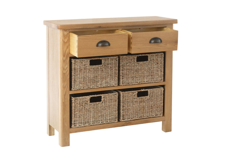 Hampton Oak 2 Drawer 4 Basket Unit