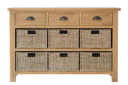 Hampton Oak 3 Drawer 6 Basket Unit