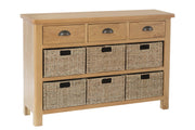 Hampton Oak 3 Drawer 6 Basket Unit