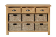 Hampton Oak 3 Drawer 6 Basket Unit