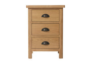 Hampton Oak 3 Drawer Bedside Cabinet