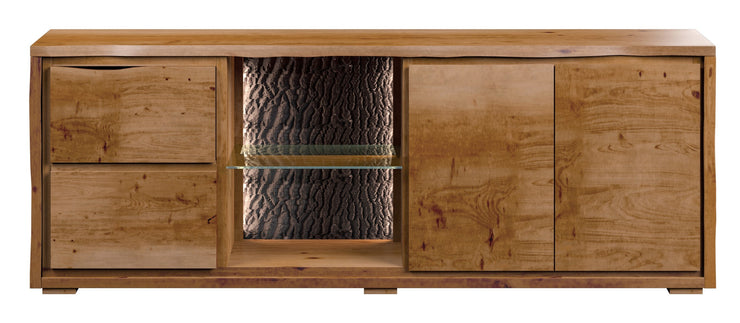 Live Edge TV Cabinet With LED Light - Russet Finish