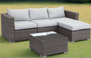 Darci 3 Seater Sofa with Stool in Flat Grey Weave